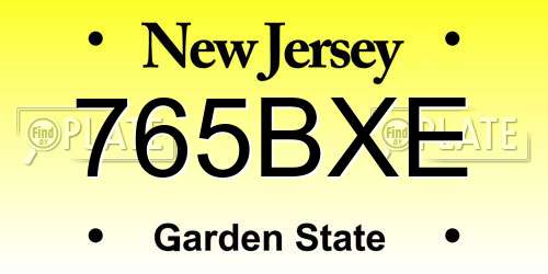 765BXE New Jersey License Plate
