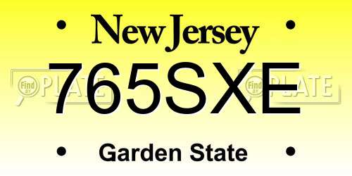 765SXE New Jersey License Plate