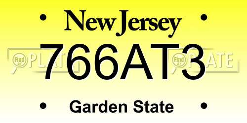 766AT3 New Jersey License Plate