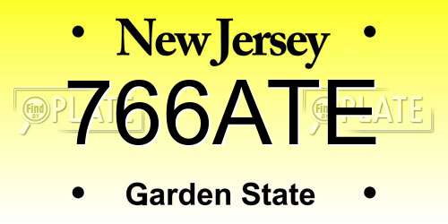 766ATE New Jersey License Plate