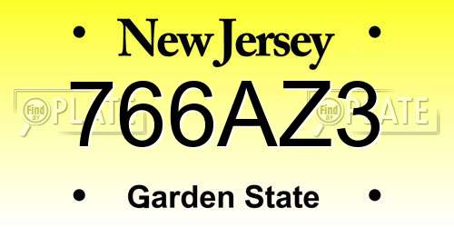 766AZ3 New Jersey License Plate