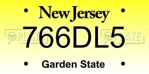 766DL5 New Jersey License Plate