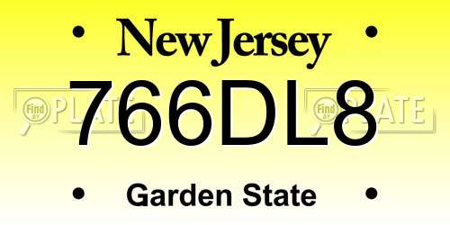 766DL8 New Jersey License Plate