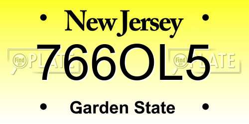 766OL5 New Jersey License Plate