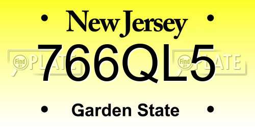 766QL5 New Jersey License Plate