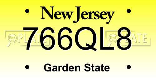 766QL8 New Jersey License Plate