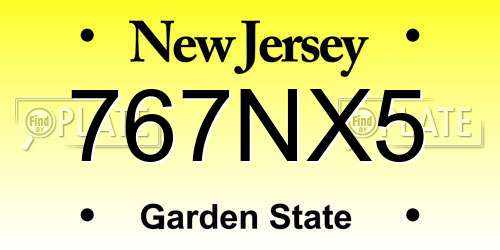 767NX5 New Jersey License Plate