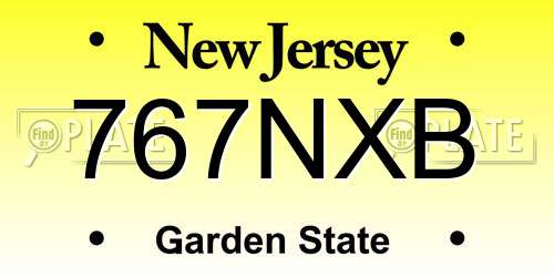 767NXB New Jersey License Plate