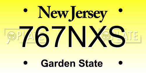 767NXS New Jersey License Plate