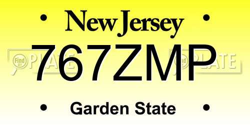 767ZMP New Jersey License Plate