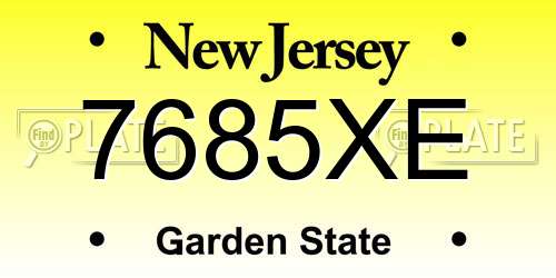 7685XE New Jersey License Plate