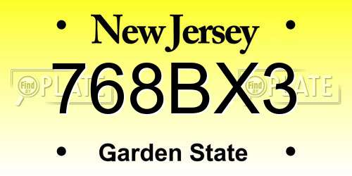 768BX3 New Jersey License Plate