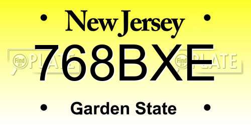 768BXE New Jersey License Plate