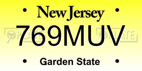 769MUV New Jersey License Plate