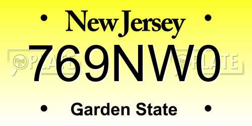 769NW0 New Jersey License Plate