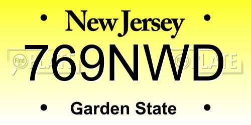 769NWD New Jersey License Plate