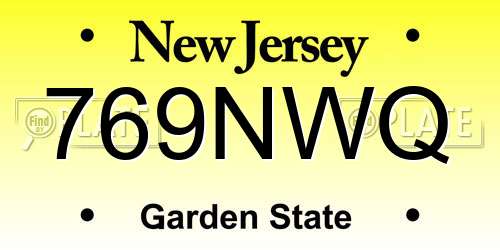 769NWQ New Jersey License Plate