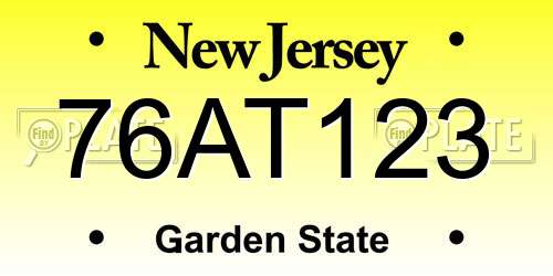 76AT123 New Jersey License Plate