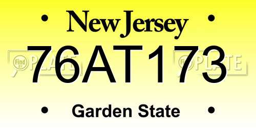 76AT173 New Jersey License Plate