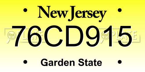 76CD915 New Jersey License Plate