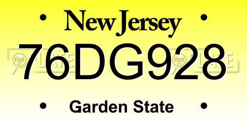 76DG928 New Jersey License Plate