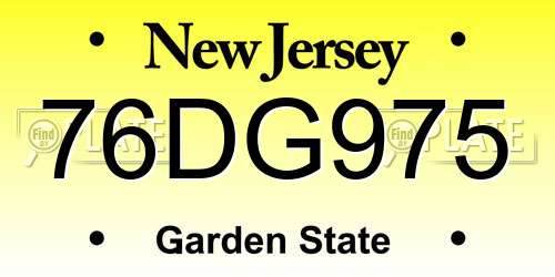 76DG975 New Jersey License Plate