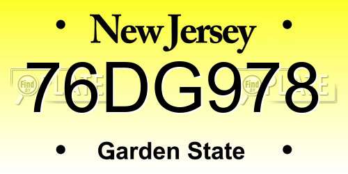 76DG978 New Jersey License Plate