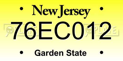 76EC012 New Jersey License Plate