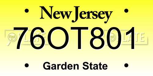76OT801 New Jersey License Plate