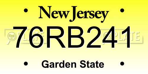 76RB241 New Jersey License Plate