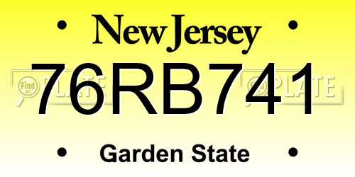 76RB741 New Jersey License Plate