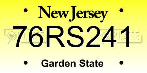 76RS241 New Jersey License Plate