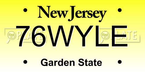 76WYLE New Jersey License Plate