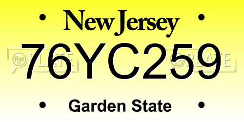 76YC259 New Jersey License Plate