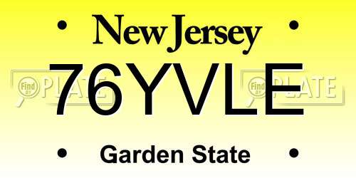 76YVLE New Jersey License Plate