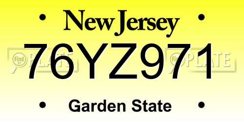 76YZ971 New Jersey License Plate