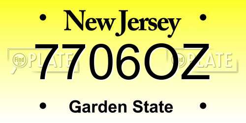7706OZ New Jersey License Plate