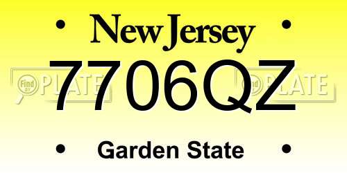 7706QZ New Jersey License Plate