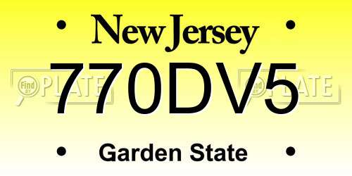 770DV5 New Jersey License Plate