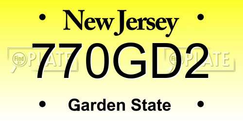 770GD2 New Jersey License Plate