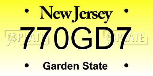 770GD7 New Jersey License Plate