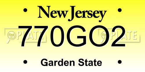 770GO2 New Jersey License Plate