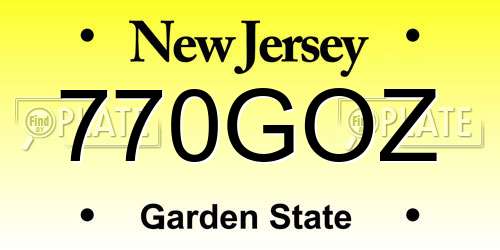 770GOZ New Jersey License Plate