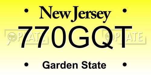 770GQT New Jersey License Plate