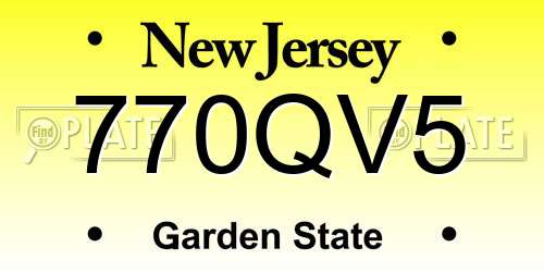 770QV5 New Jersey License Plate