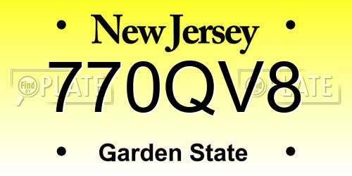 770QV8 New Jersey License Plate