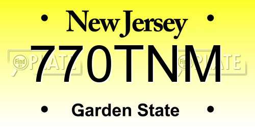 770TNM New Jersey License Plate