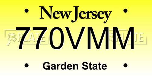 770VMM New Jersey License Plate
