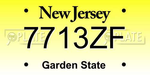 7713ZF New Jersey License Plate