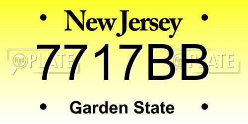 7717BB New Jersey License Plate